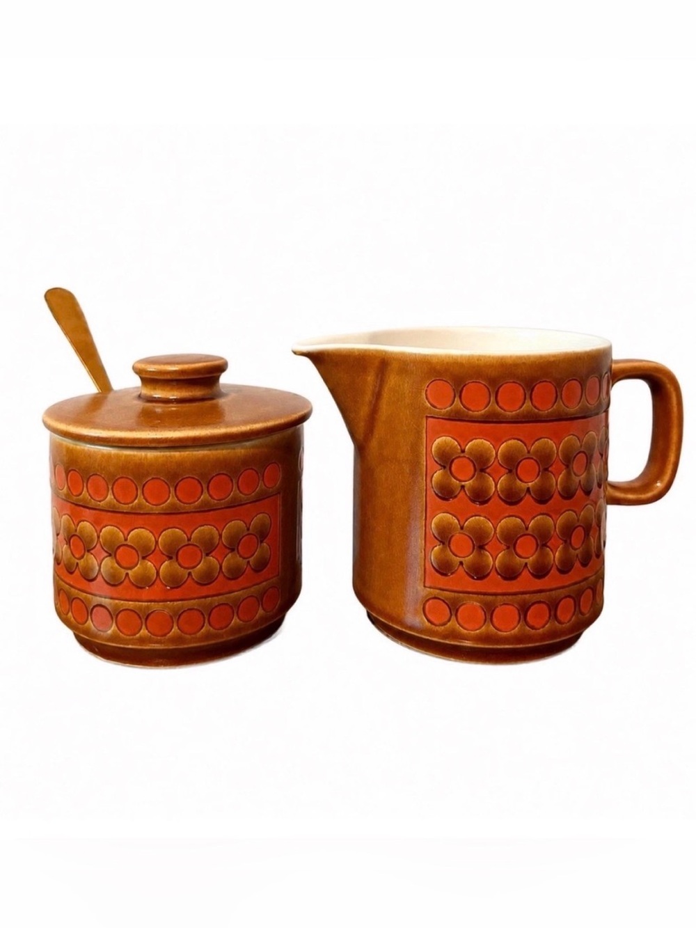 Hornsea England Saffron Vintage MCM 1970s Collectible Cream and Sugar Set